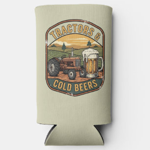 Tractors and Cold Beers Vintage Farm Life Seltzer Can Cooler
