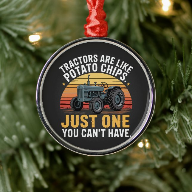 Tractors Are Like Potato Chips Metal Tree Decoration (Tree)