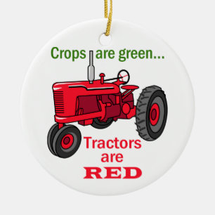 Tractors Are Red Ceramic Tree Decoration