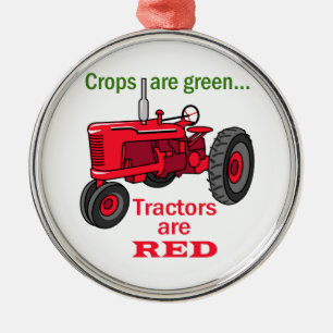 Tractors Are Red Metal Tree Decoration
