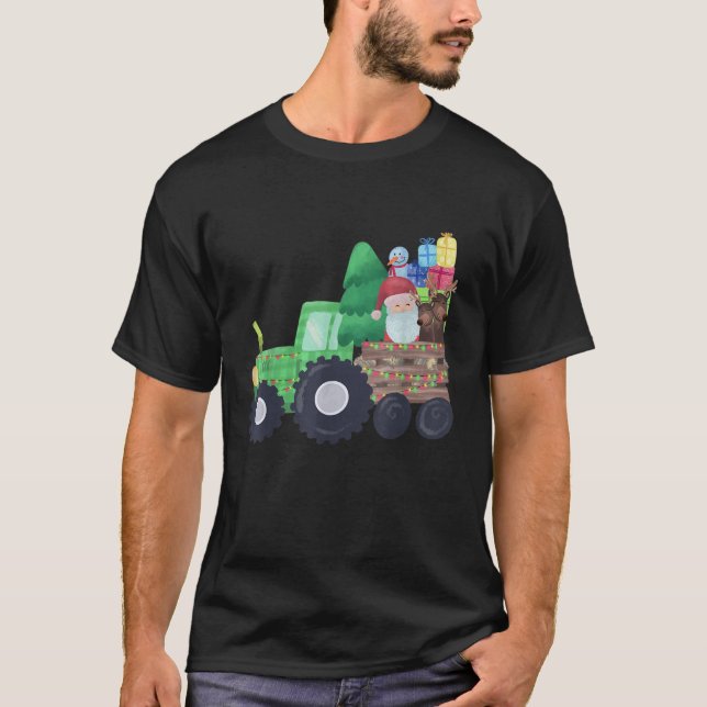 Tractors Costume Santa Christmas Funny Reindeer Li T-Shirt (Front)