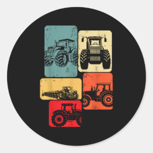 Tractors Farm Kids Boys Classic Round Sticker