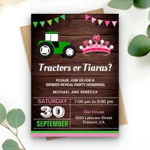 Tractors or Tiaras Gender Reveal Party Invitation