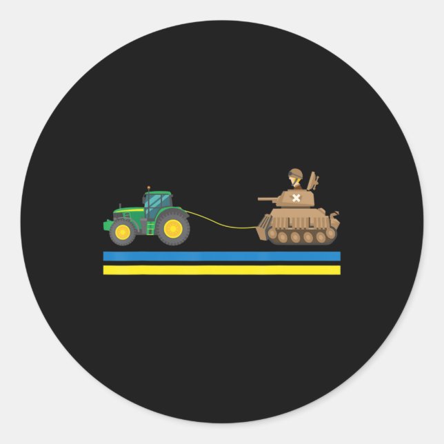 Tractors over Tanks Ukraine  I stand with Ukraine  Classic Round Sticker (Front)