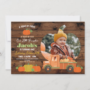 Tractors Pumpkins Birthday 1st Photos Boys One Invitation