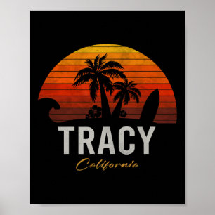 Tracy California Retro Surfer Vintage Beach Poster