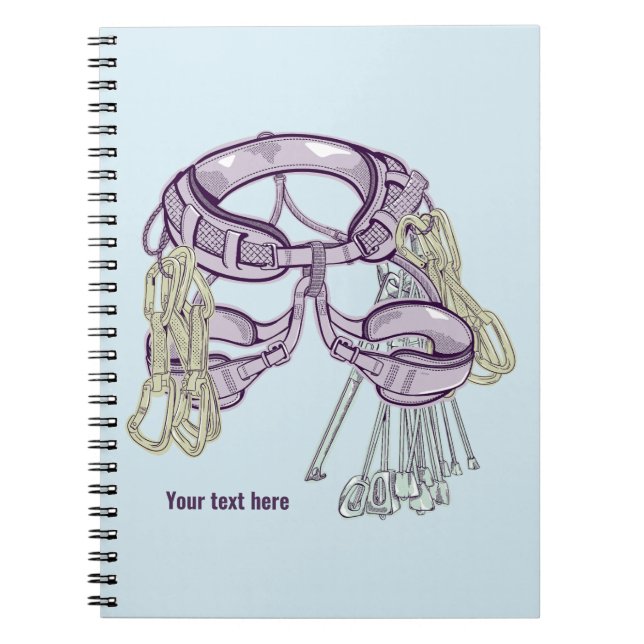 Trad climbing harness and equipment notebook (Front)
