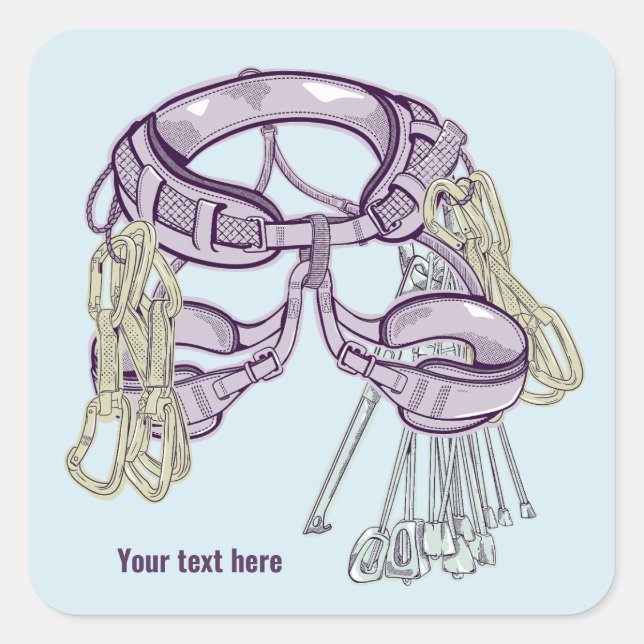 Trad climbing harness and equipment square sticker (Front)