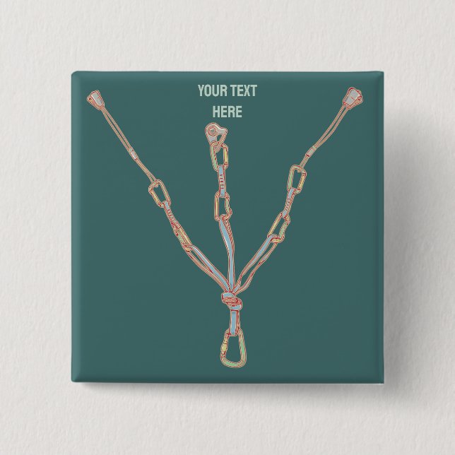Trad rock climbing belay 15 cm square badge (Front)