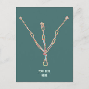 Trad rock climbing belay postcard