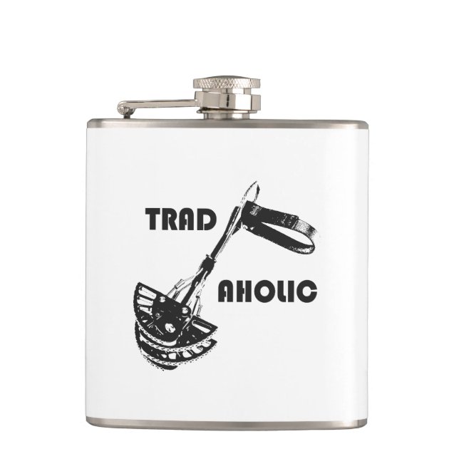 Tradaholic Rock Climber Hip Flask (Front)
