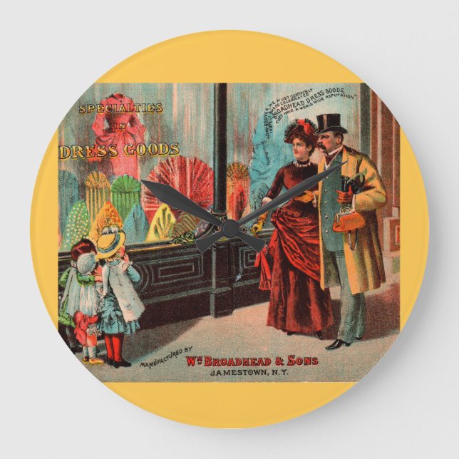 trade card William Broadhead & Sons dress goods Large Clock (Front)