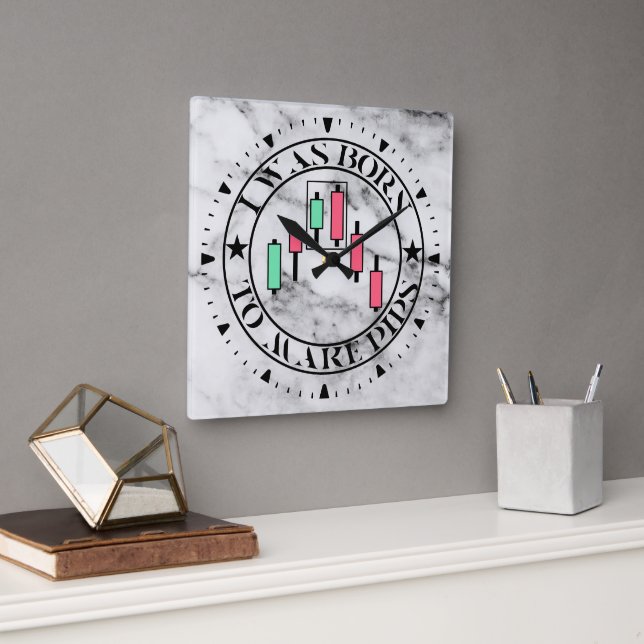 Trade Design | Bearish pattern Marble | Pips Square Wall Clock (Office)