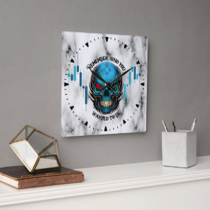 Trade Motivation   Skull N Marble   Remember  Square Wall Clock
