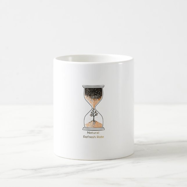 Trade Pixels for Petals - Minimalist Hourglass Dig Coffee Mug (Center)