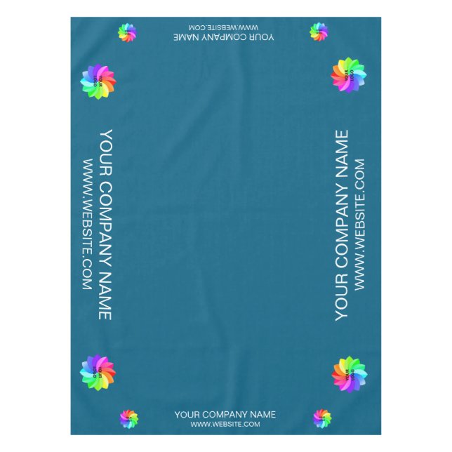 Trade Show Tablecloth Custom Logo Blue (Front)