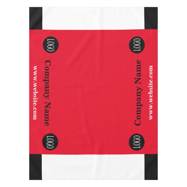 Trade Show Tablecloth Custom Logo Red Black  (Front)