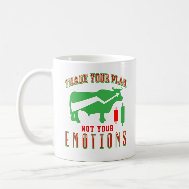 Trade Your Plan Not Your Emotions Stocks Investor Coffee Mug (Left)