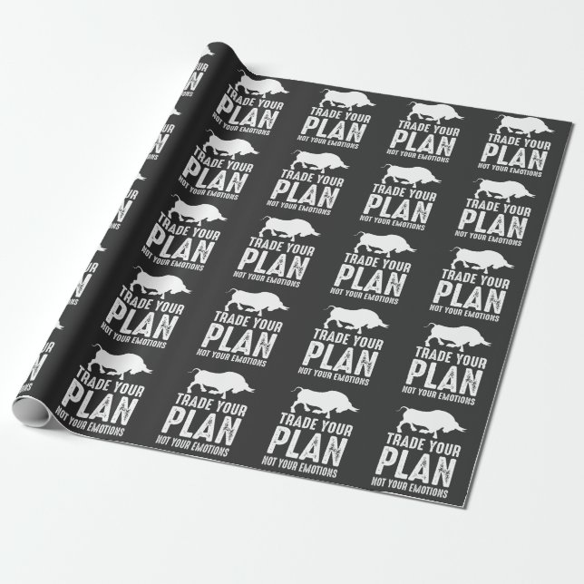 Trade Your Plan Stock Market Day Trader Investor Wrapping Paper (Unrolled)