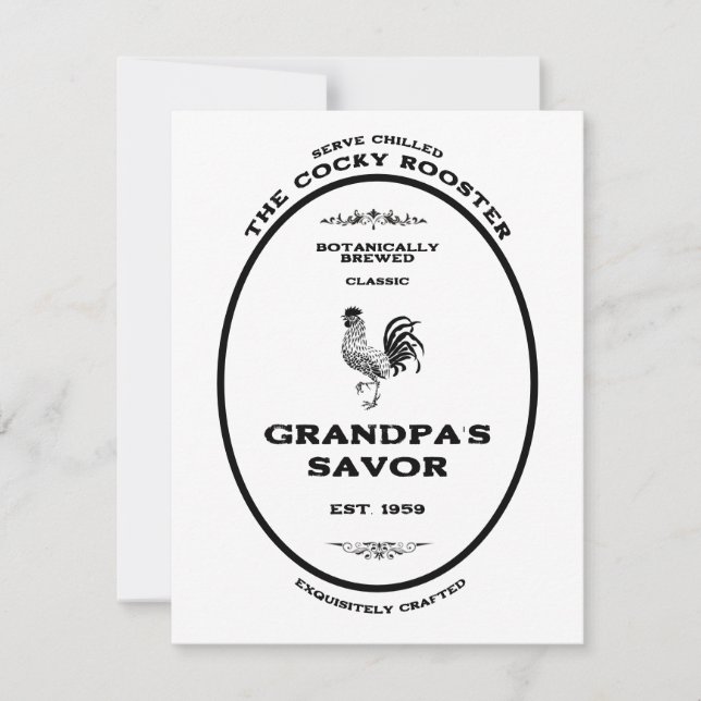 Trademark, the cocky rooster, customisable card (Front)