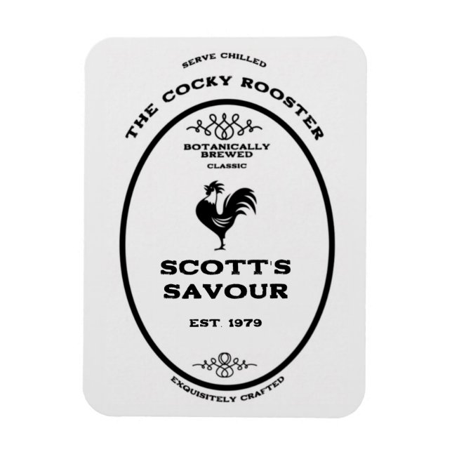 Trademark, the cocky rooster, customisable magnet (Vertical)
