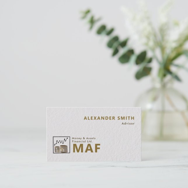 Trader Graph Gold Coins Dealer Modern Professional Business Card (Standing Front)