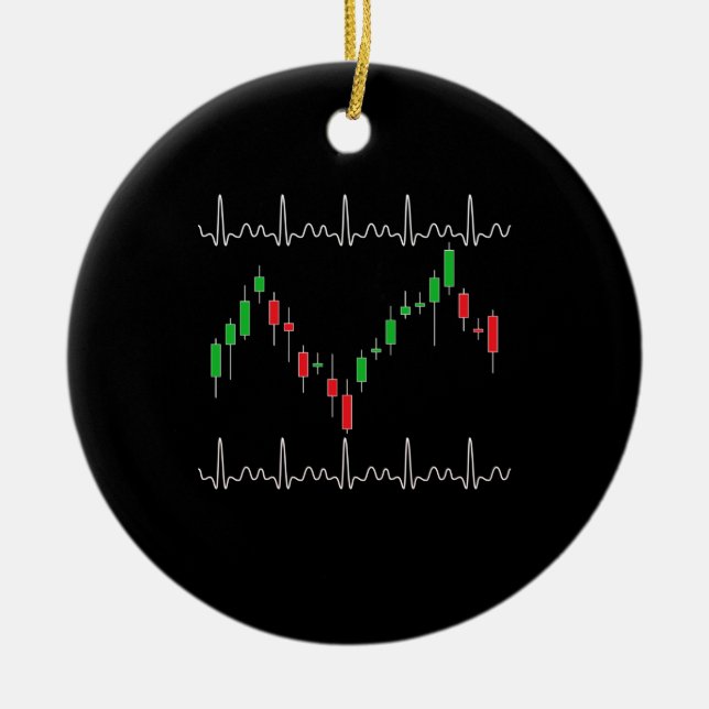 Trader Heartbeat Pulse Crypto Ceramic Tree Decoration (Front)