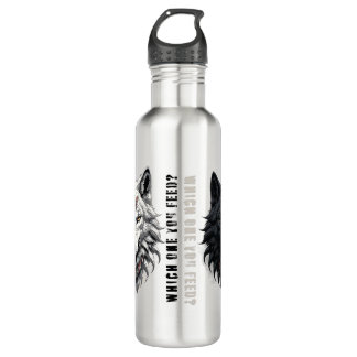 Trader life | Front white wolf | Back black wolf 710 Ml Water Bottle