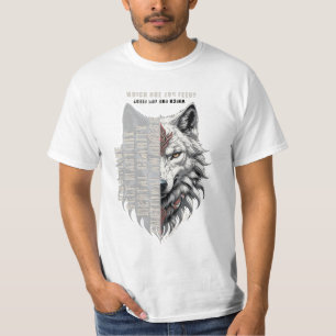 Trader life   Front white wolf   Back black wolf T-Shirt