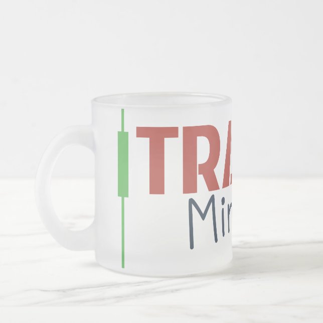 Trader Mindset – Discipline, Focus, Trading Psycho Frosted Glass Coffee Mug (Left)