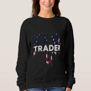 Trader USA US American Flag Candlestick Formation Sweatshirt