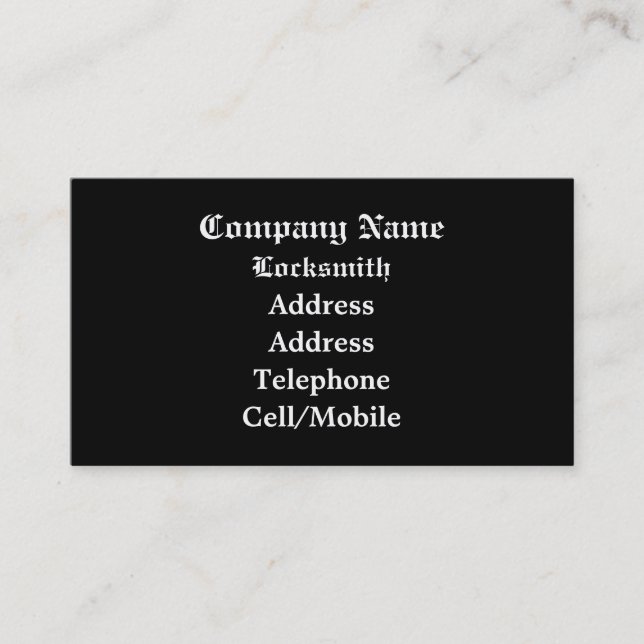 TRADES, LOCKSMITHS BUSINESS CARD (Front)