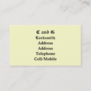 TRADES, LOCKSMITHS BUSINESS CARD