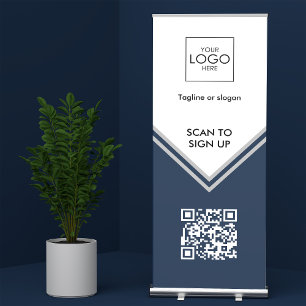 Tradeshow Roll Up Signage Upload Your Logo QR Code Retractable Banner