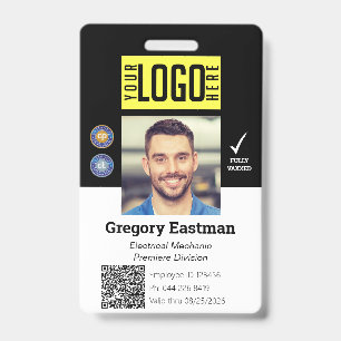 Tradesman Photo ID Vaccine QR Code Black Badge