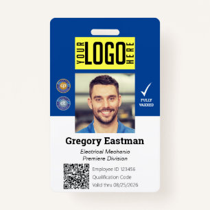 Tradesman Photo ID Vaccine QR Code Blue Badge ID Badge