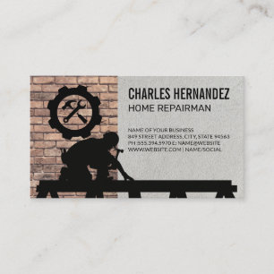 Tradesman Working on Roof Contractor Business Card