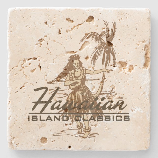Tradewinds Hawaiian Hula Girl Tiki Bar Coasters (Front)