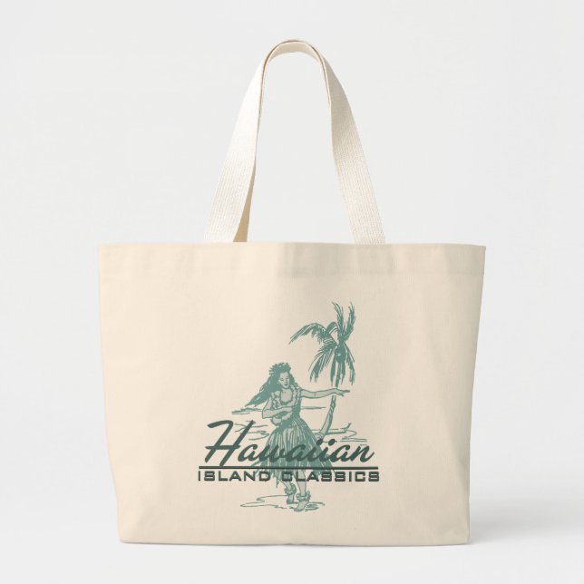 Tradewinds Hawaiian Island Hula Girl Large Tote Bag (Front)