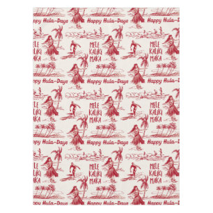 Tradewinds Holiday Hawaiian Hula Girl Toile Tablecloth