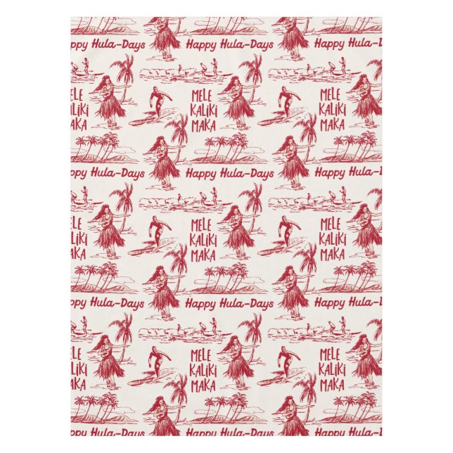 Tradewinds Holiday Hawaiian Hula Girl Toile Tablecloth (Front)