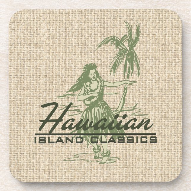 Tradewinds Hula Girl Hawaiian Cork-backed Coasters (Front)