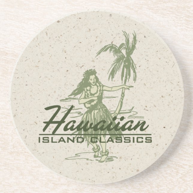Tradewinds Hula Girl Hawaiian Tiki Bar Coasters (Front)