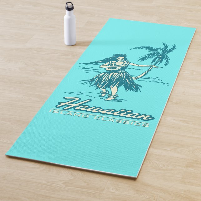 Tradewinds Hula Girl Reverses to Hawaiian Hibiscus Yoga Mat (In Situ)