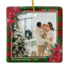 Tradiational Plaid & Poinsettia Christmas Photo 