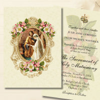 Tradiitonal Catholic Floral Wedding Invitations 