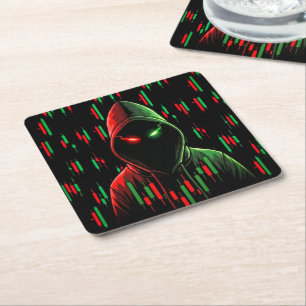 Trading Chart Pattern Streetwear Red Green Candle Square Paper Coaster