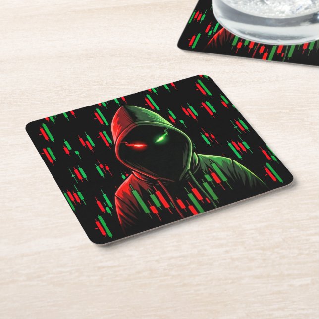 Trading Chart Pattern Streetwear Red Green Candle Square Paper Coaster (Angled)