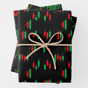 Trading Chart Pattern Streetwear Red Green Candle Wrapping Paper Sheet
