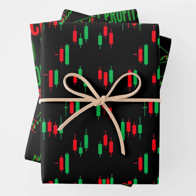 Trading Chart Pattern Streetwear Red Green Candle Wrapping Paper Sheet (In situ)